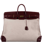 Hermes HAC Birkin 55 Toile & Rouge H Box with Gold Hardware - 1981, K Circle