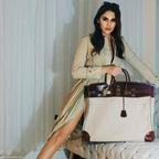 Hermes HAC Birkin 55 Toile & Rouge H Box with Gold Hardware - 1981, K Circle