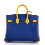 Hermes HSS Birkin 25 Jaune D’Or & Blue Electric Epsom Brushed Palladium Hardware - 2018, C