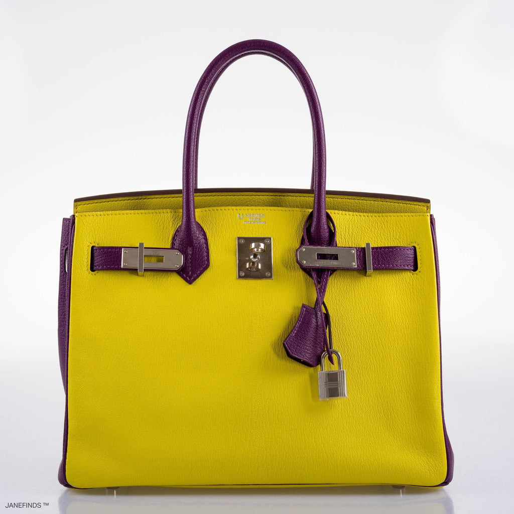 Hermes HSS Birkin 30 Lime & Anemone Chevre leather Gold Hardware - 2014, R Square
