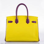 Hermes HSS Birkin 30 Lime & Anemone Chevre leather Gold Hardware - 2014, R Square