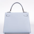 Hermes Kelly 25 Sellier Blue Brume Epsom Palladium Hardware - 2020, Y