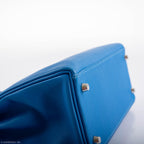 Hermes Kelly 28 Retourne Blue Hydra Evercolor leather Palladium Hardware - 2016, X
