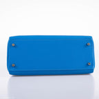 Hermes Kelly 28 Retourne Blue Hydra Evercolor leather Palladium Hardware - 2016, X