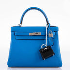 Hermes Kelly 28 Retourne Blue Hydra Evercolor leather Palladium Hardware - 2016, X