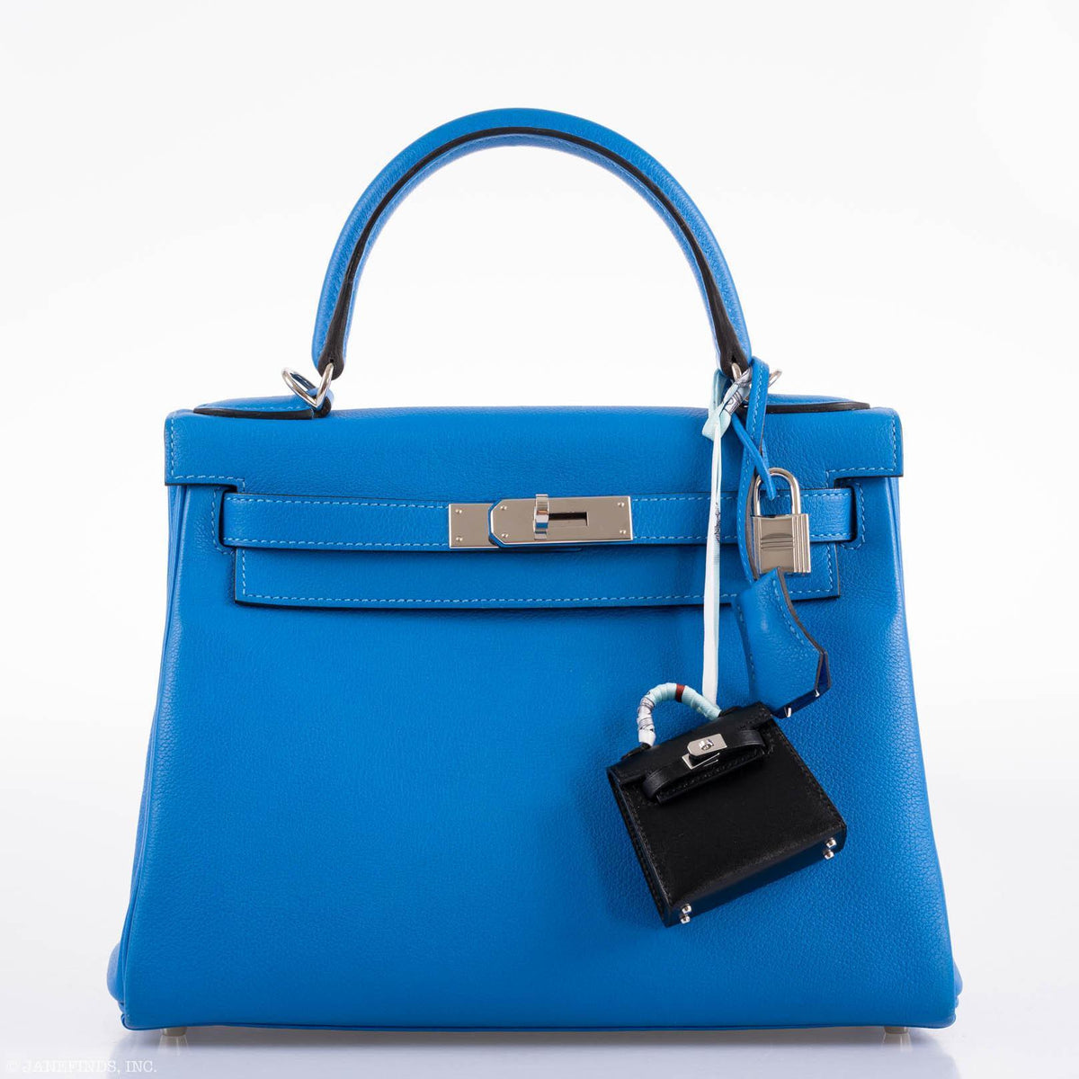Hermes Kelly 28 Retourne Blue Hydra Evercolor leather Palladium Hardware - 2016, X