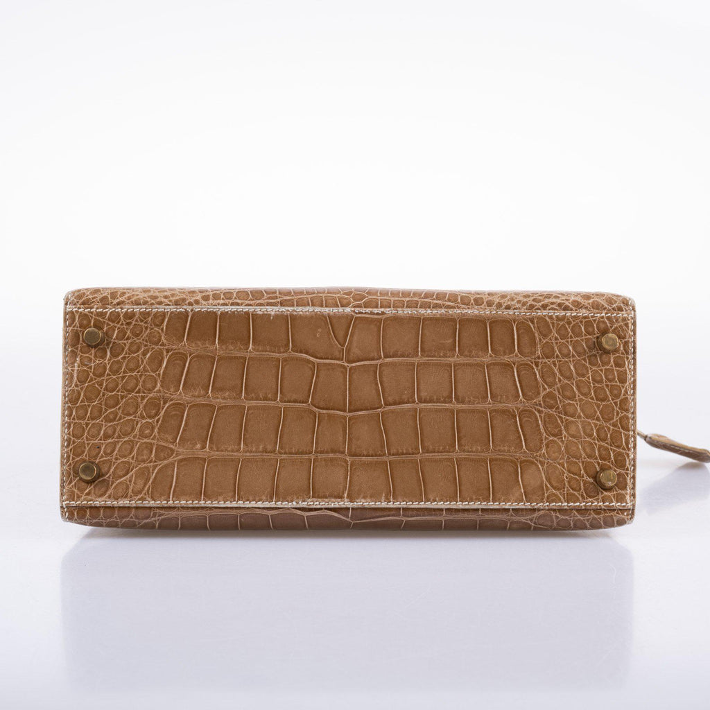 Hermes Kelly 28 Sellier Ficelle Alligator with Gold Hardware - 1994, X Circle