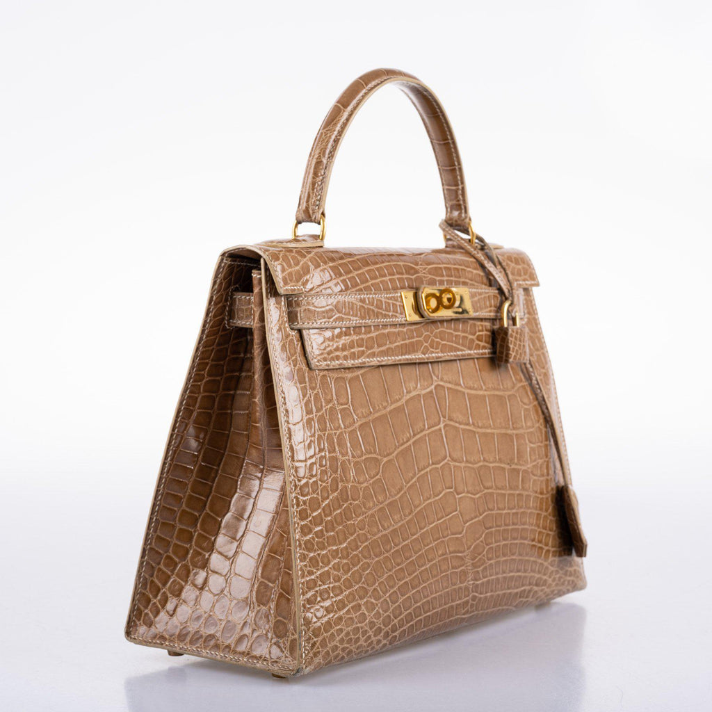 Hermes Kelly 28 Sellier Ficelle Alligator with Gold Hardware - 1994, X Circle