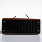 Hermes Kelly 28 Sellier Miel, Graphite & Black Alligator with Gold Hardware - 1995, Y Circle
