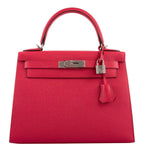 Hermes Kelly 28 Sellier Rose Extreme Epsom leather Palladium Hardware - 2019, D