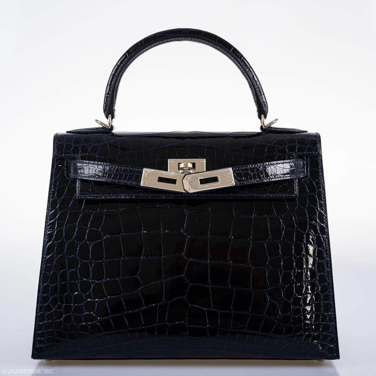 Hermes Kelly 28 Sellier Verso Blue Marine Nilo Crocodile & Rose Scheherazade Palladium Hardware - 2019, D