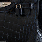 Hermes Kelly 28 Sellier Verso Blue Marine Nilo Crocodile & Rose Scheherazade Palladium Hardware - 2019, D