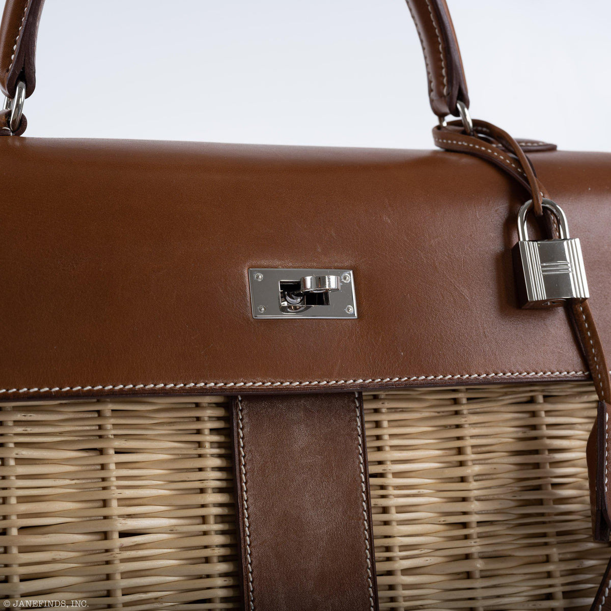 Hermes Kelly 35 Picnic, Wicker & Barenia leather Palladium Hardware - 2018, C
