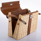 Hermes Kelly 35 Picnic, Wicker & Barenia leather Palladium Hardware - 2018, C