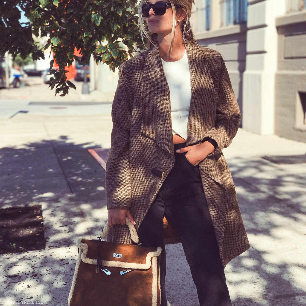 Hermes Kelly 35 Retourne Teddy Shearling & Ebene Barenia Palladium Hardware