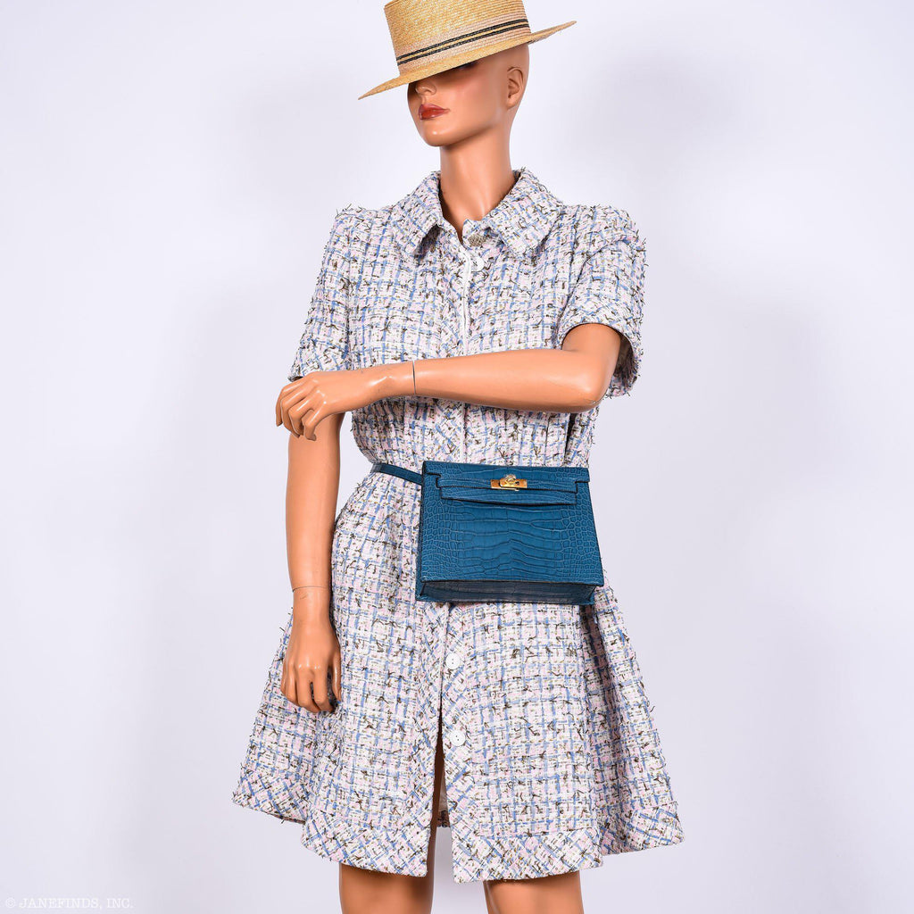 Hermes Kelly Danse Blue Colvert Matte Alligator with Gold Hardware - 2019, D