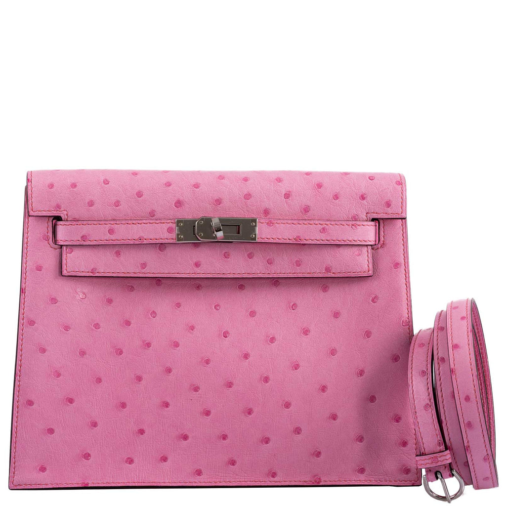 Hermes Kelly Danse II Bubblegum Pink 5P Ostrich Palladium Hardware - 2020, Y