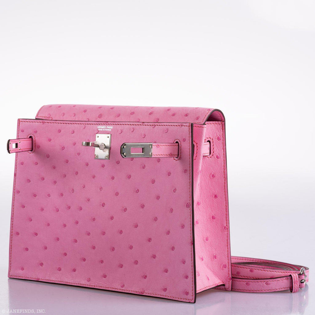 Hermes Kelly Danse II Bubblegum Pink 5P Ostrich Palladium Hardware - 2020, Y