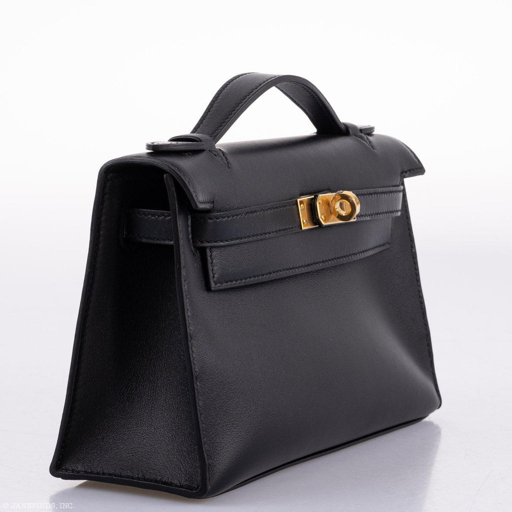 Hermes Kelly Mini Pochette Black Swift leather Gold Hardware - 2020, Y