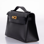 Hermes Kelly Mini Pochette Black Swift leather Gold Hardware - 2020, Y