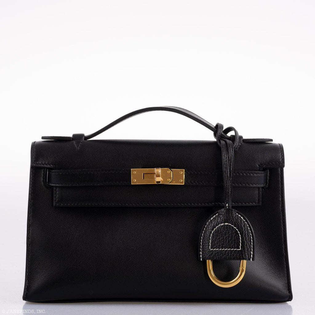 Hermes Kelly Mini Pochette Black Swift leather Gold Hardware - 2020, Y
