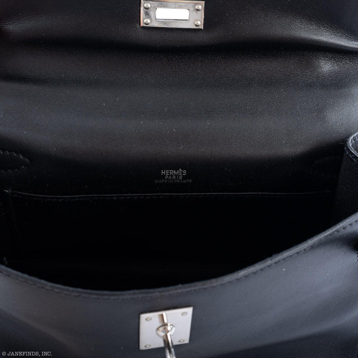 Hermes Kelly Mini Pochette Black Swift with Palladium Hardware - 2004, H Square