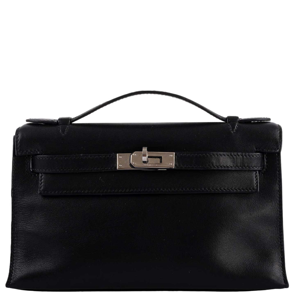 Hermes Kelly Mini Pochette Black Swift with Palladium Hardware - 2004, H Square