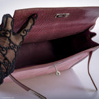 Hermes Unique HSS Kelly 32 Sellier Rose Indienne Doblis Suede & Mauve Lizard with Palladium Hardware - 2012, N Square
