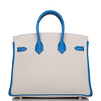 Hermes Birkin 25 Gris Mouette and Mykonos Clemence Brushed Palladium Hardware