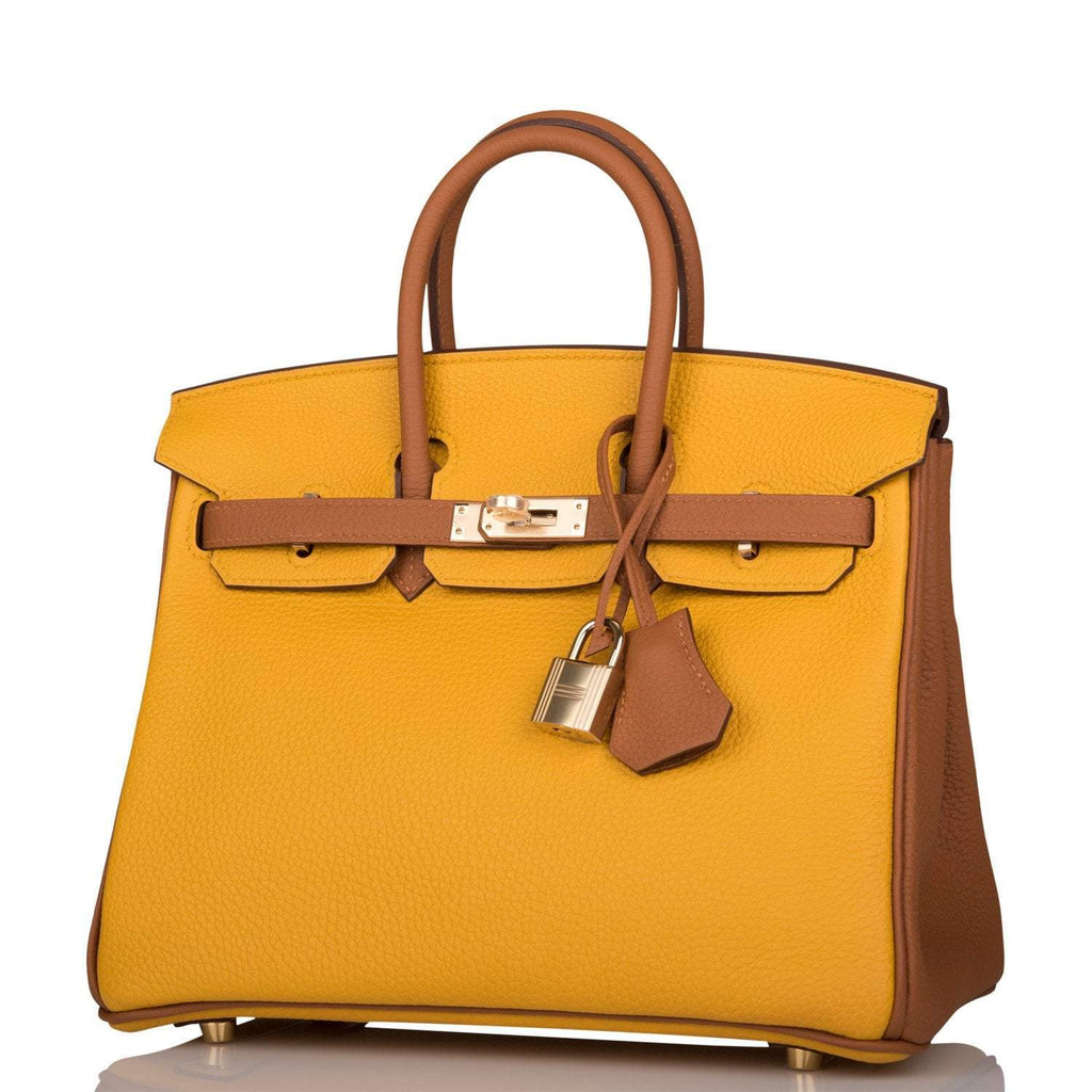 Hermes Birkin 25 Jaune Ambre and Gold Togo Permabrass Hardware
