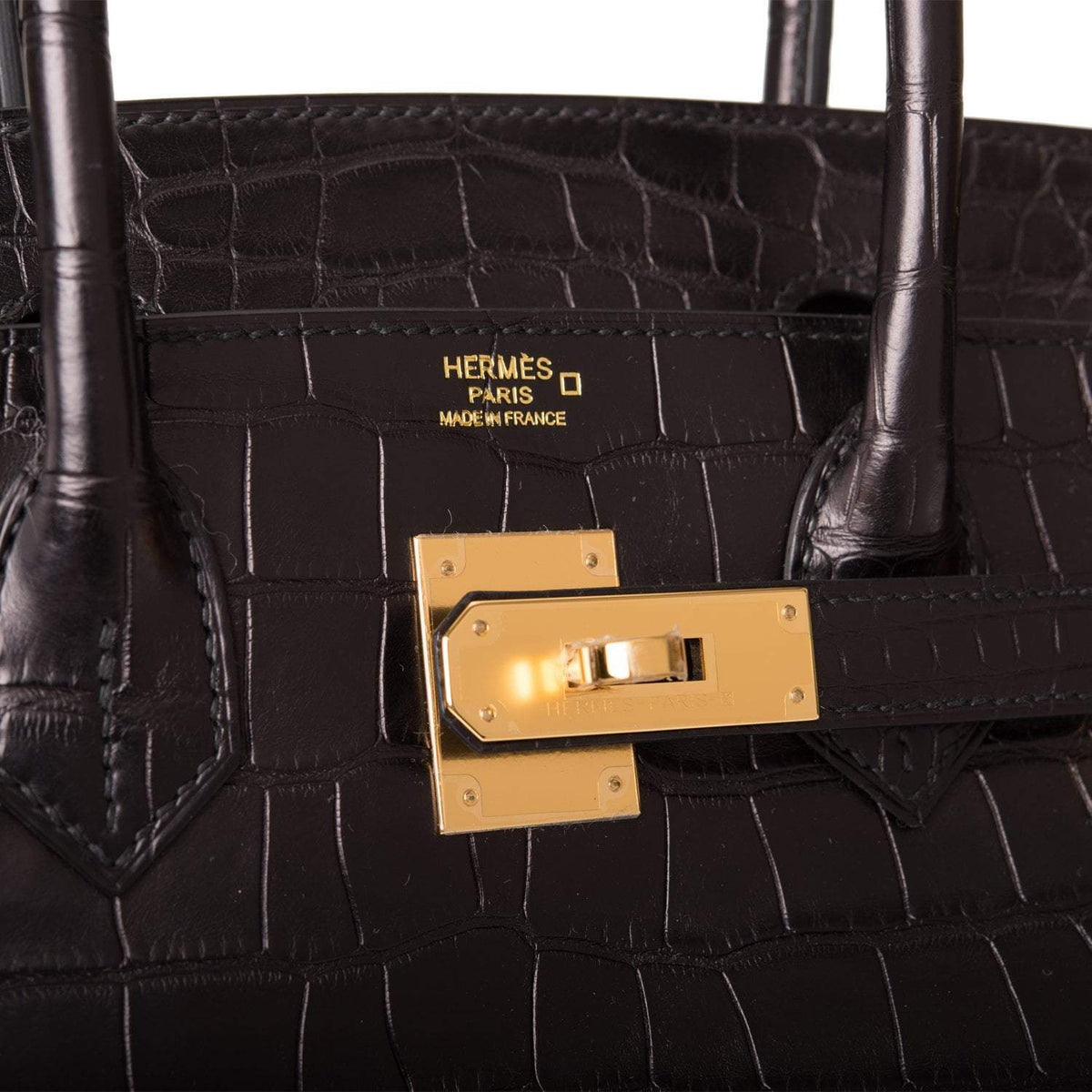 Hermes Birkin 30cm Black Matte Alligator Gold Hardware