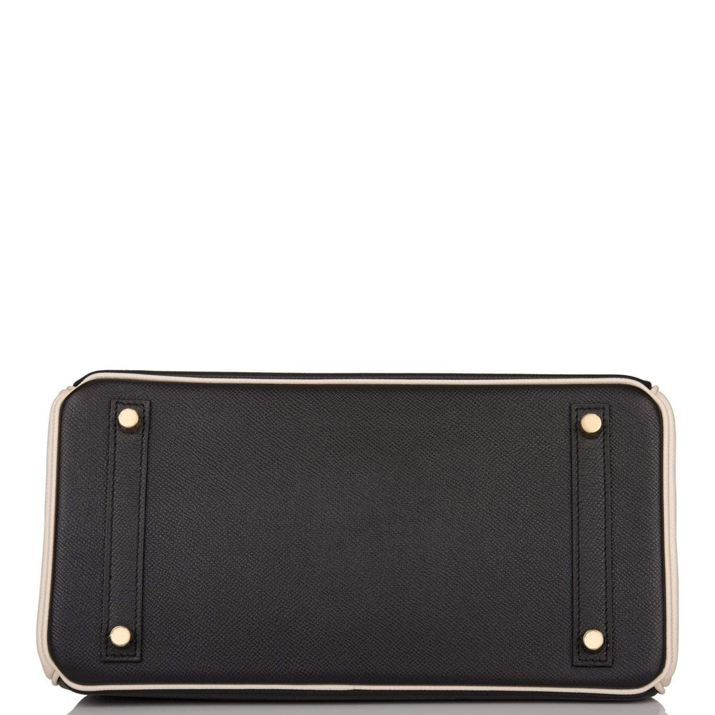 Hermes Birkin 30cm Brushed Gold Hardware Bi-Color Black and Craie Epsom