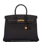 Hermes Birkin 35 Black Epsom Gold Hardware
