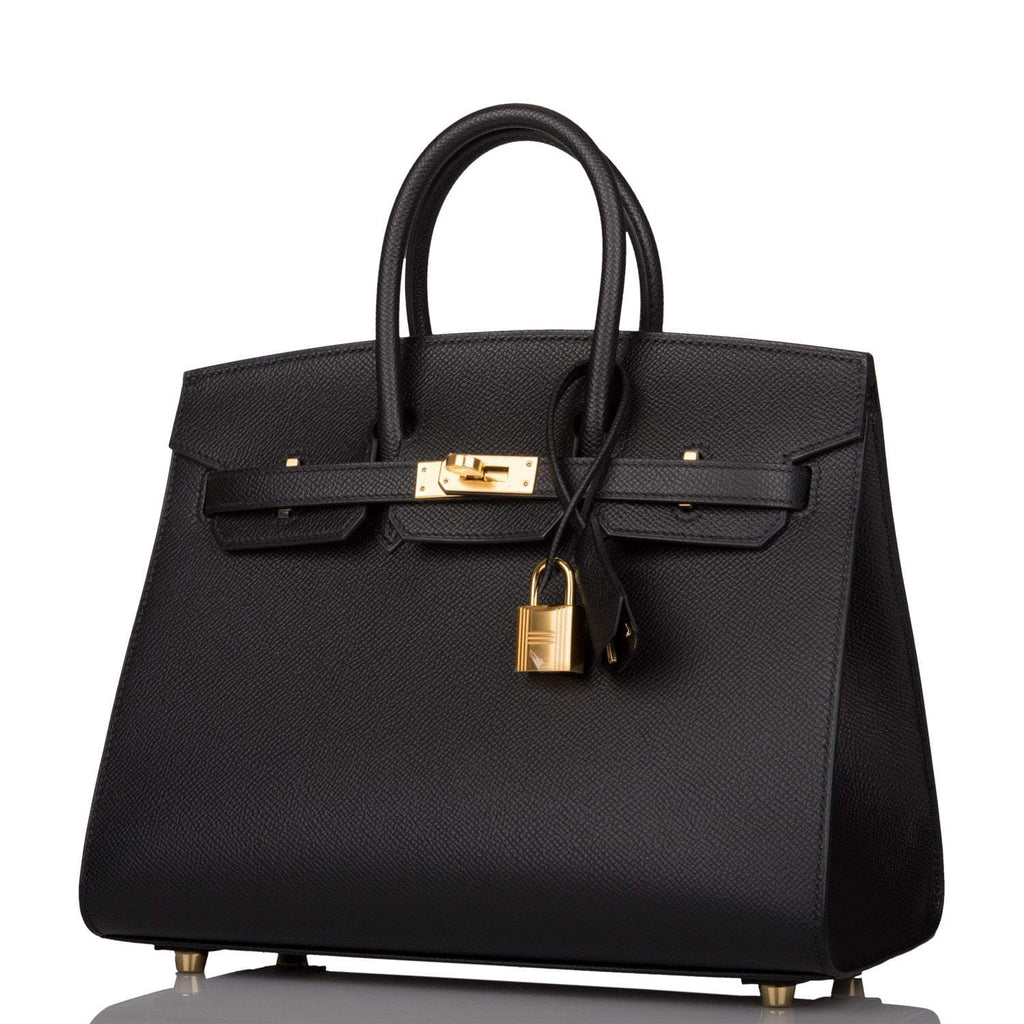 Hermes Birkin Sellier 25 Black Epsom Gold Hardware