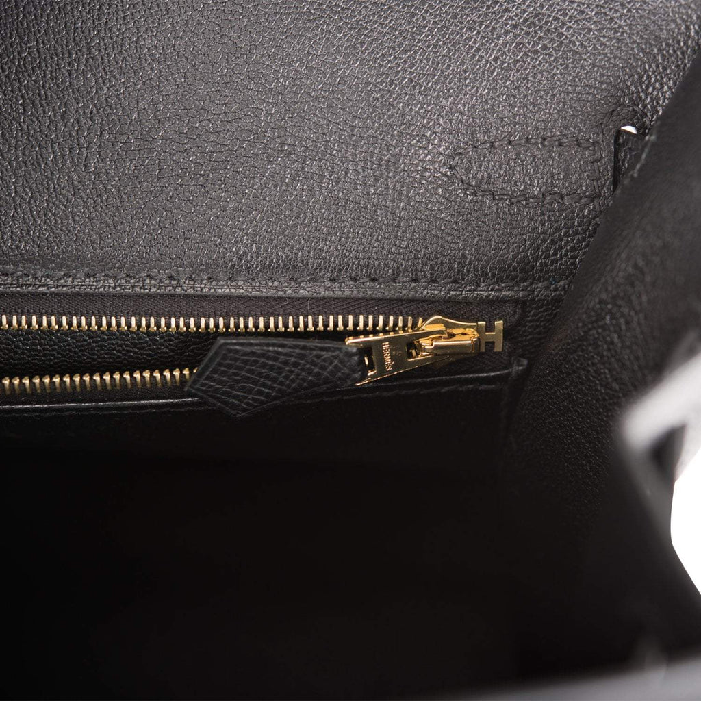 Hermes Birkin Sellier 25 Black Epsom Gold Hardware