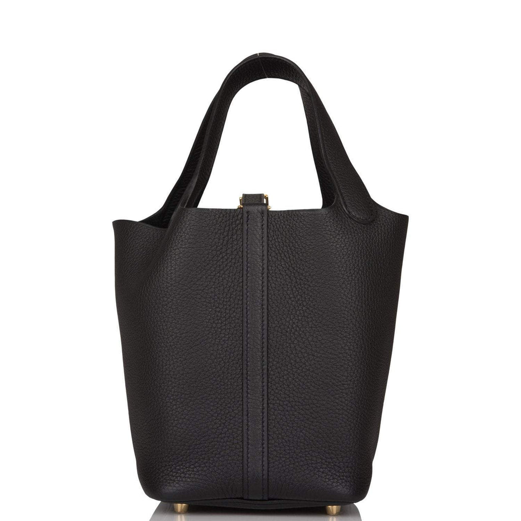 Hermes Black Clemence Picotin Lock 18cm Gold Hardware