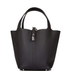 Hermes Black Clemence Picotin Lock 22cm Palladium Hardware