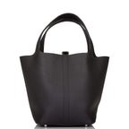 Hermes Black Clemence Picotin Lock 22cm Palladium Hardware
