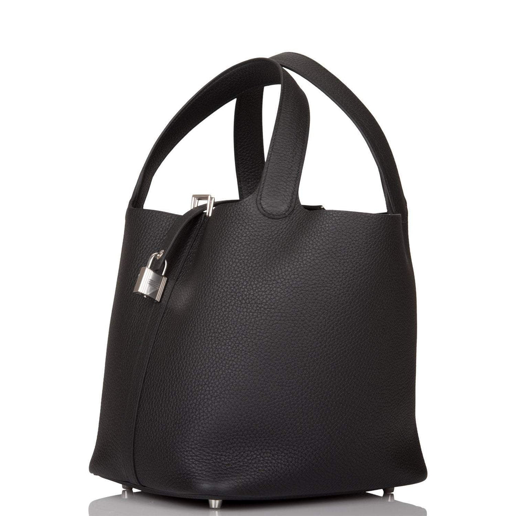Hermes Black Clemence Picotin Lock 22cm Palladium Hardware