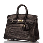Hermes Black Matte Alligator Birkin 25cm Gold Hardware
