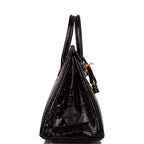 Hermes Black Shiny Niloticus Crocodile Birkin 25cm Gold Hardware