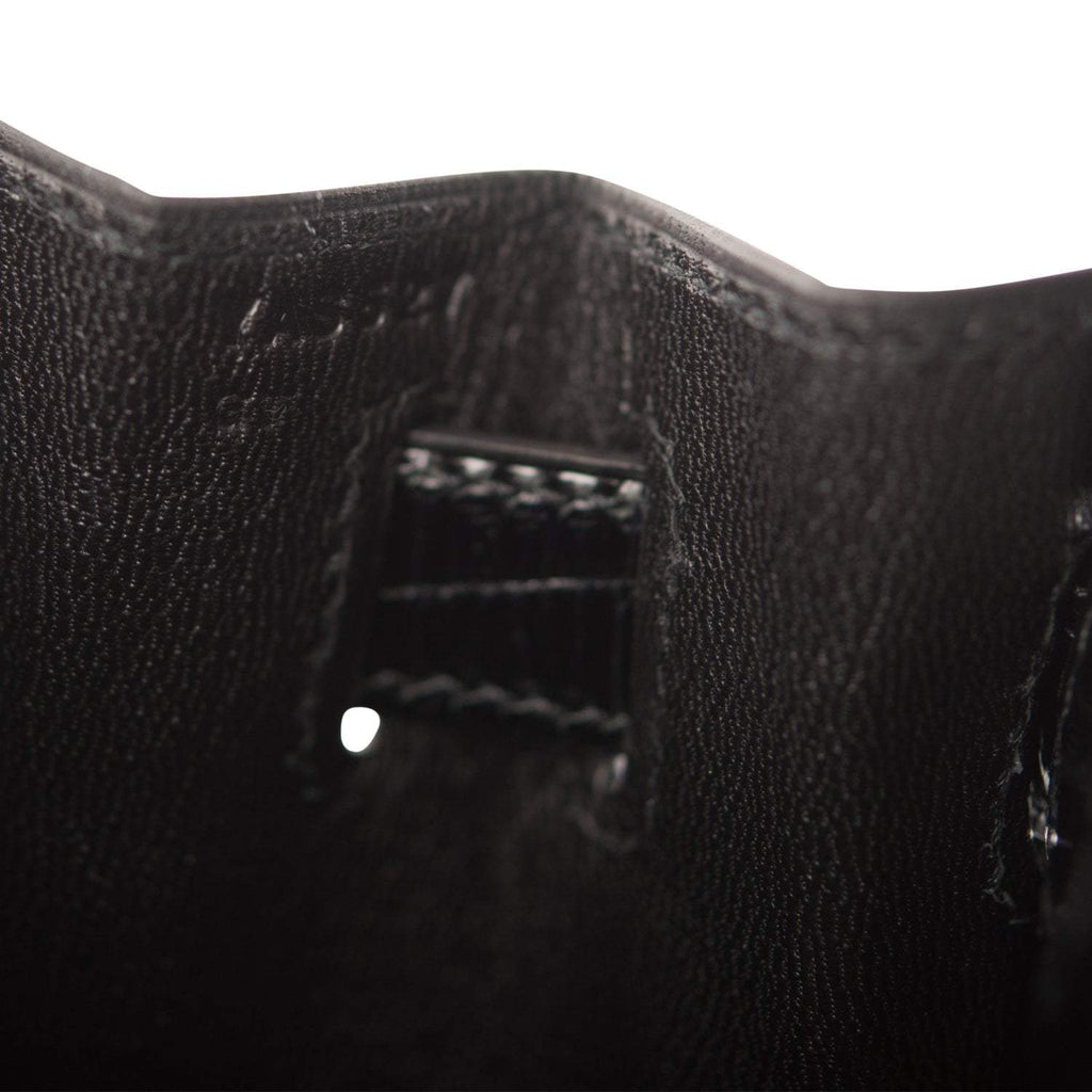 Hermes Black Shiny Niloticus Crocodile Sellier Kelly 28cm Gold Hardware