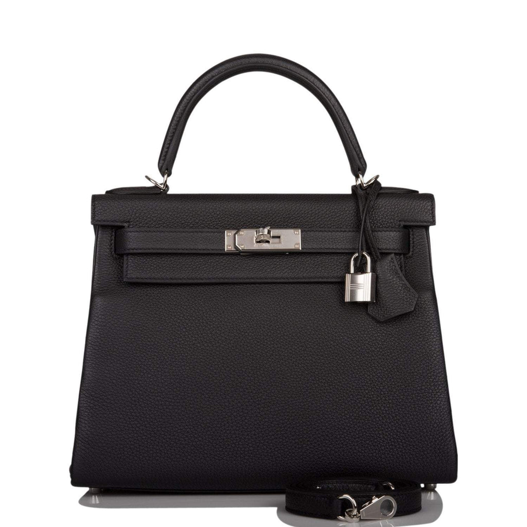 Hermes Black Togo Retourne Kelly 28cm Palladium Hardware