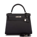 Hermes Black Togo Retourne Kelly 28cm Palladium Hardware