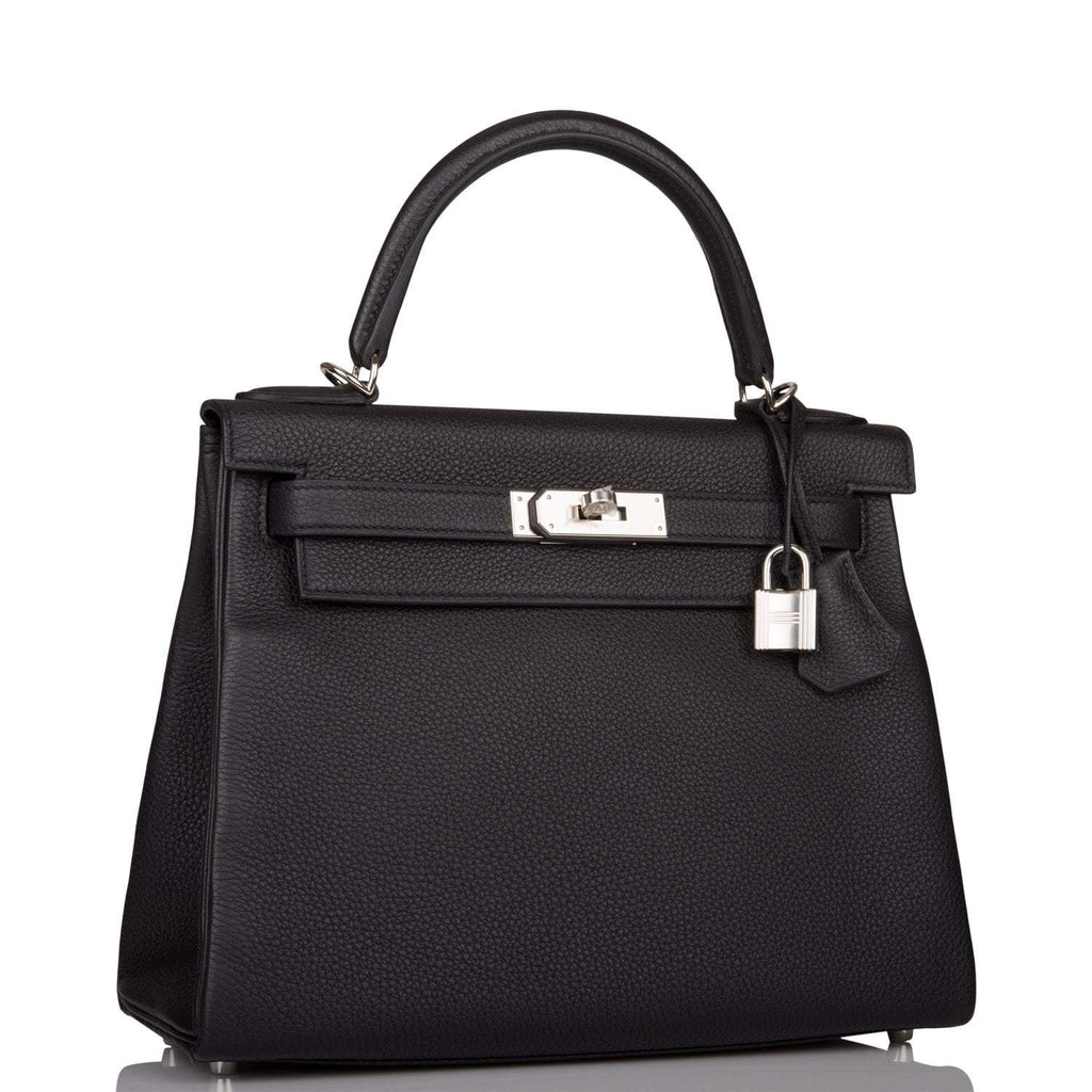 Hermes Black Togo Retourne Kelly 28cm Palladium Hardware