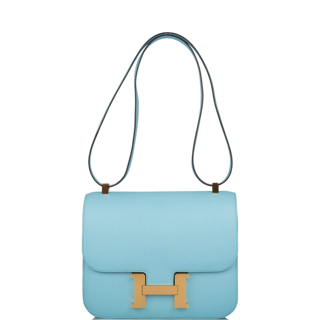Hermes Bleu Atoll Epsom Constance 24cm Gold Hardware