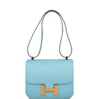 Hermes Bleu Atoll Epsom Constance 24cm Gold Hardware