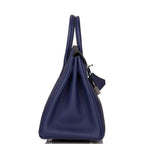 Hermes Bleu Encre Verso Togo Birkin 25cm Palladium Hardware
