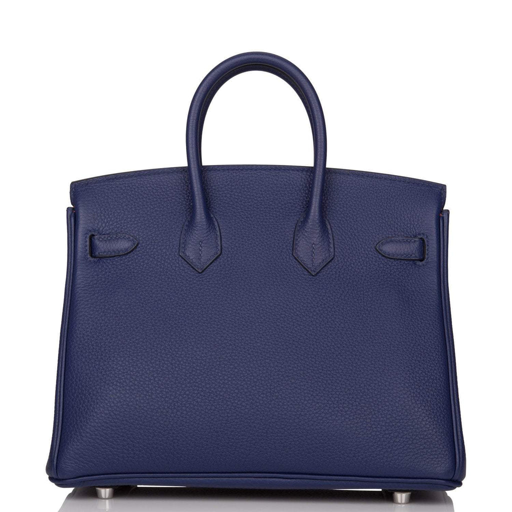 Hermes Bleu Encre Verso Togo Birkin 25cm Palladium Hardware