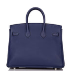 Hermes Bleu Encre Verso Togo Birkin 25cm Palladium Hardware